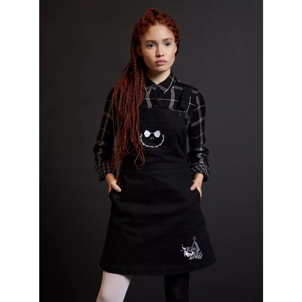 The Nightmare Before Christmas Jack Back Bow Skirtall Pinafore Skirt Black sz M